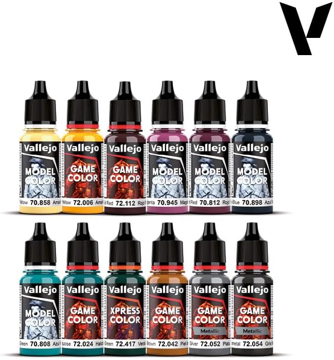 Vallejo - Squidmar Dark Future Paint Set 72.202 | 12 x 18 ml/0.6 fl oz Hobby Colors + Miniature (32 mm)