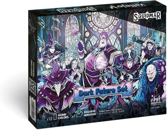 Vallejo - Squidmar Dark Future Paint Set 72.202 | 12 x 18 ml/0.6 fl oz Hobby Colors + Miniature (32 mm)
